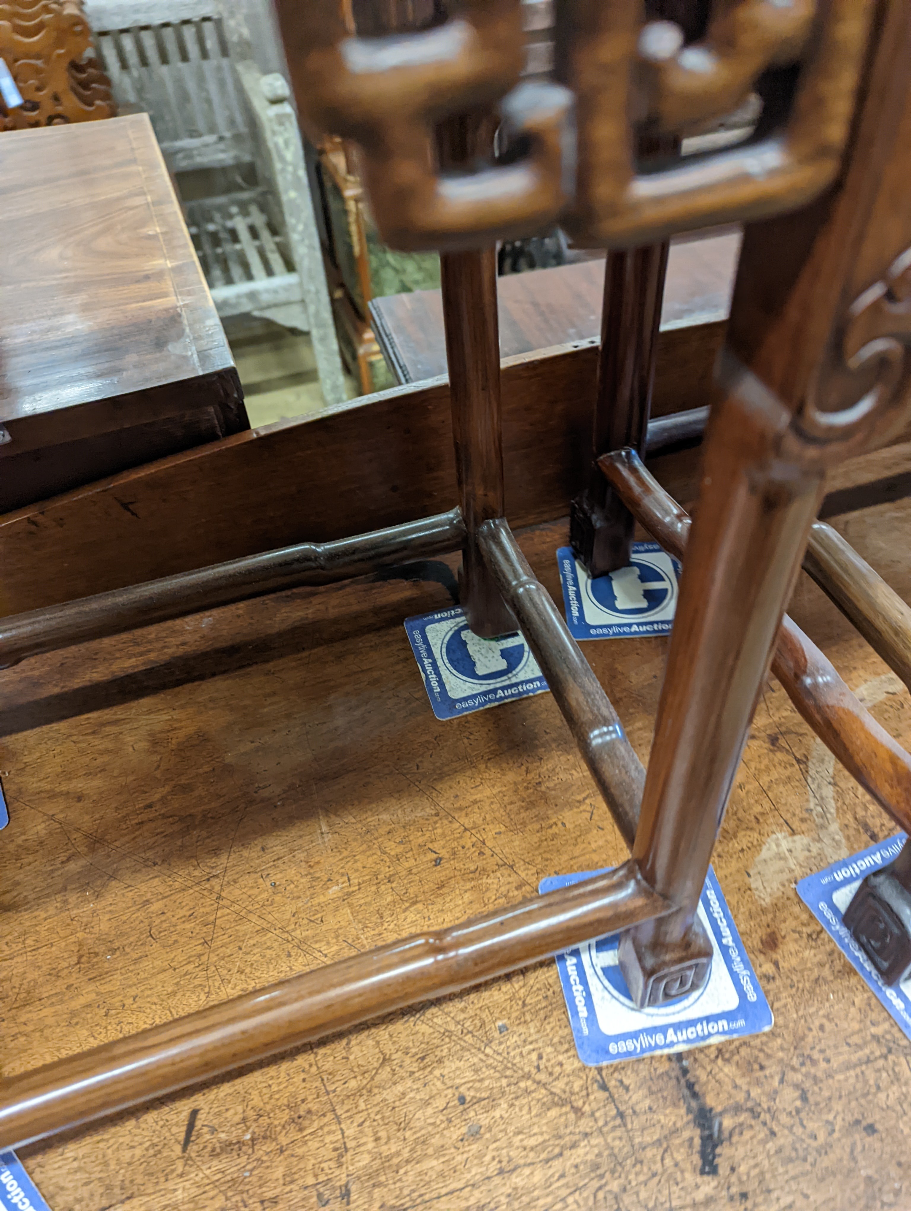 A nest of three Chinese rectangular tea tables, width 61cm, depth 36cm, height 66cm